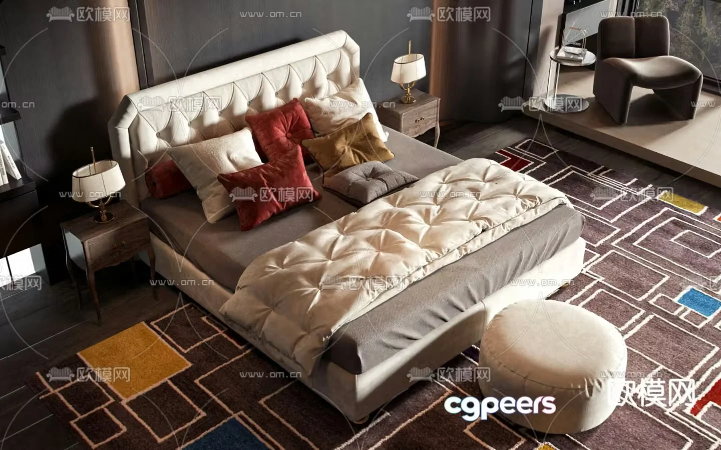Commercial bed double bed 3d model