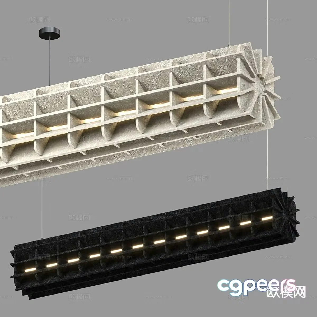 Industrial style chandelier long chandelier 3d model