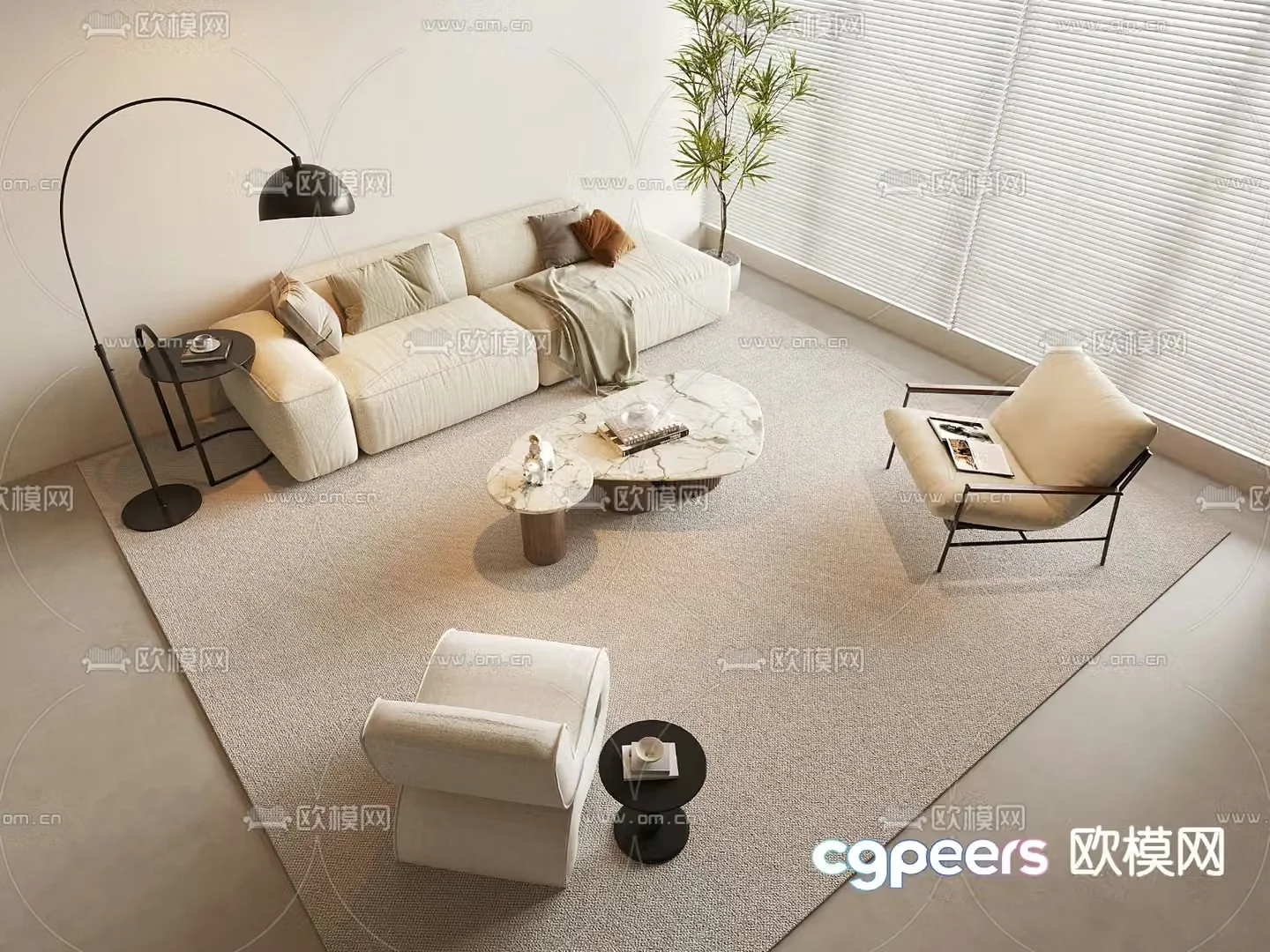Modern sectional sofa 3d model