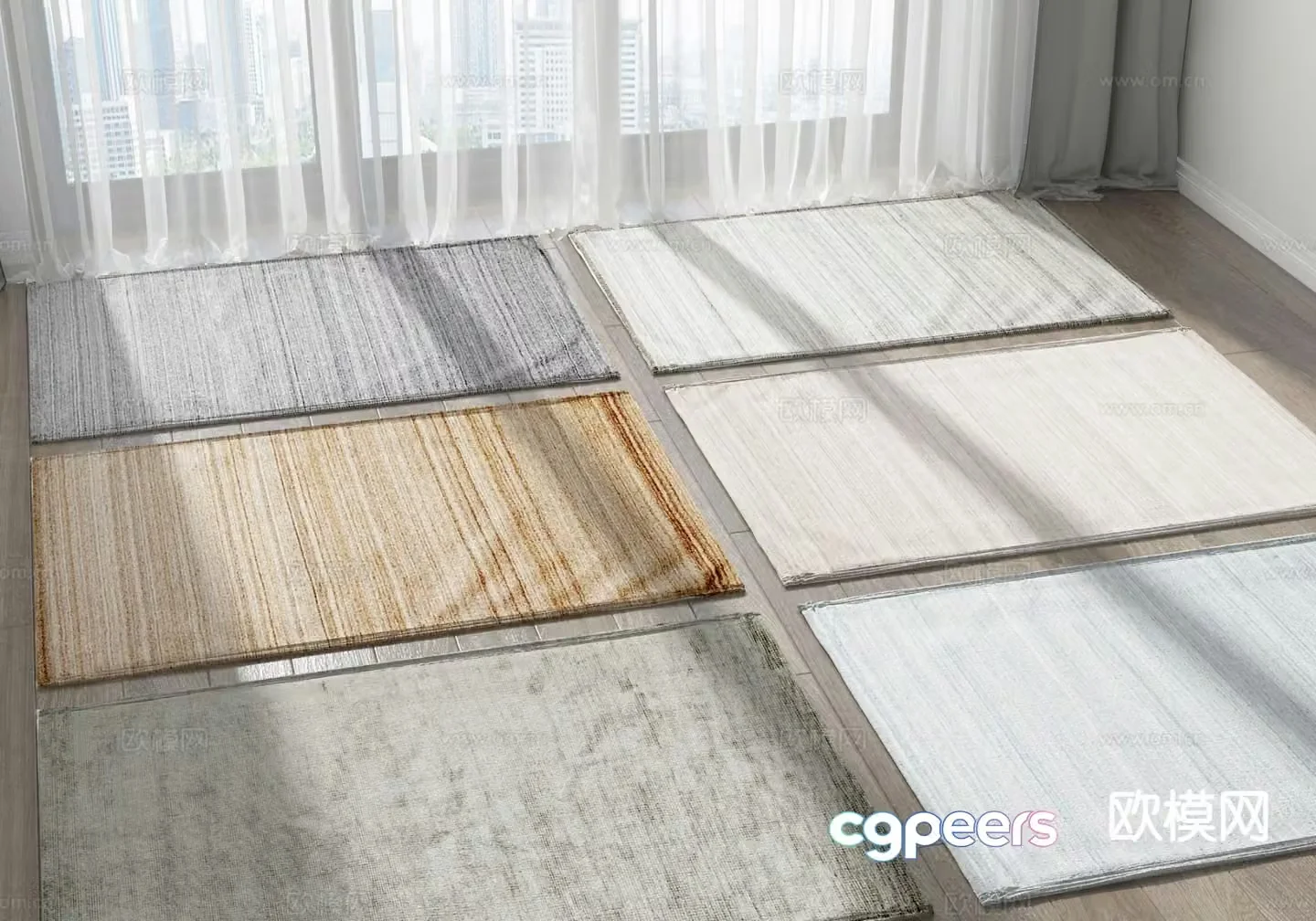 Modern carpet square rug 3d model