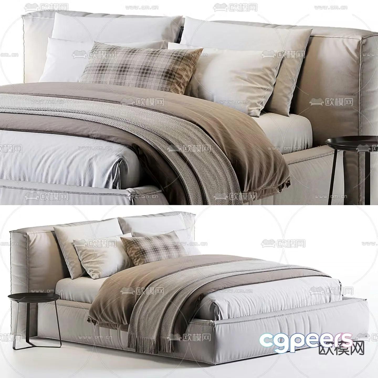 Modern double bed 3d model