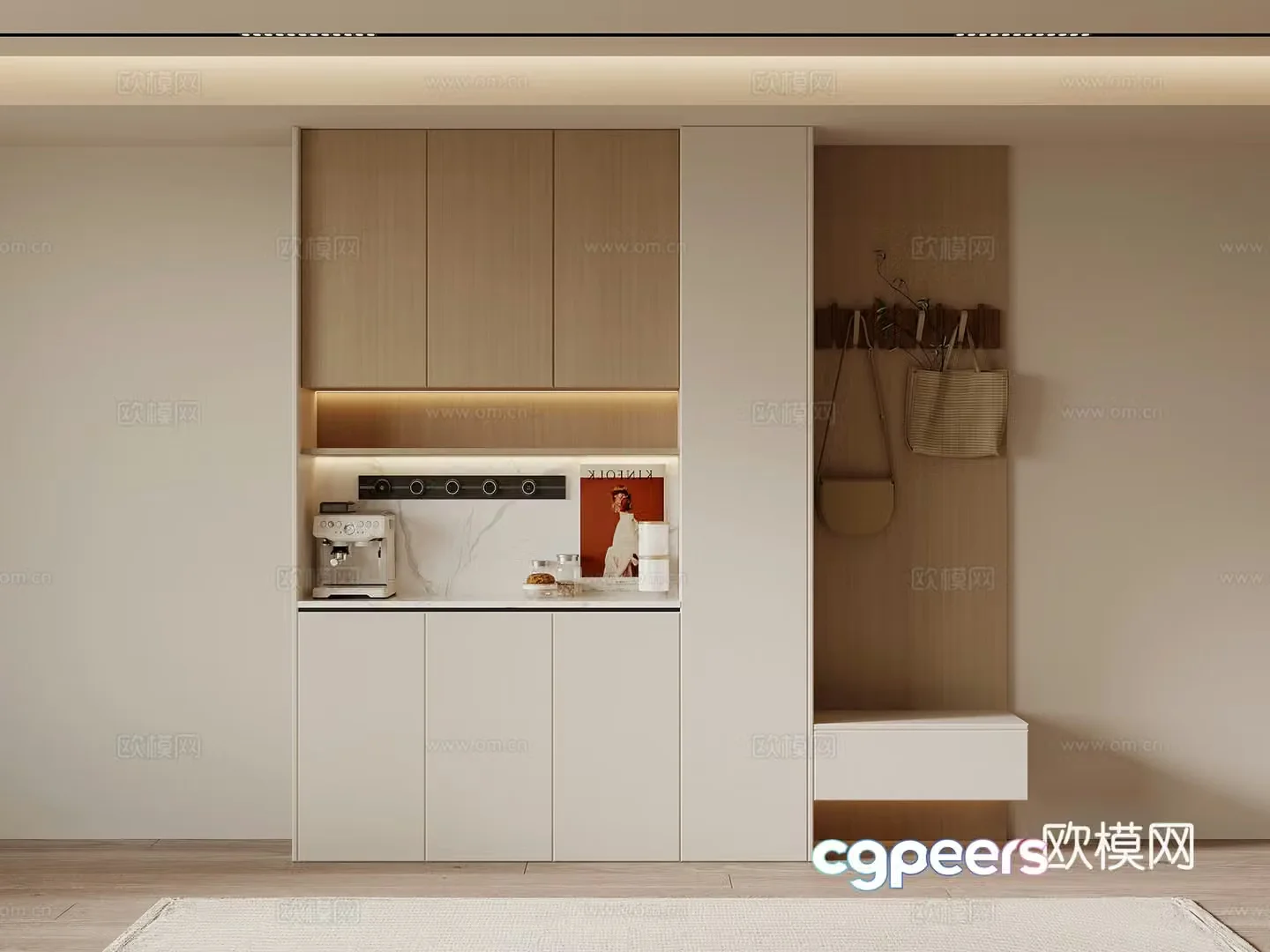 Modern home shoe cabinet 3D model