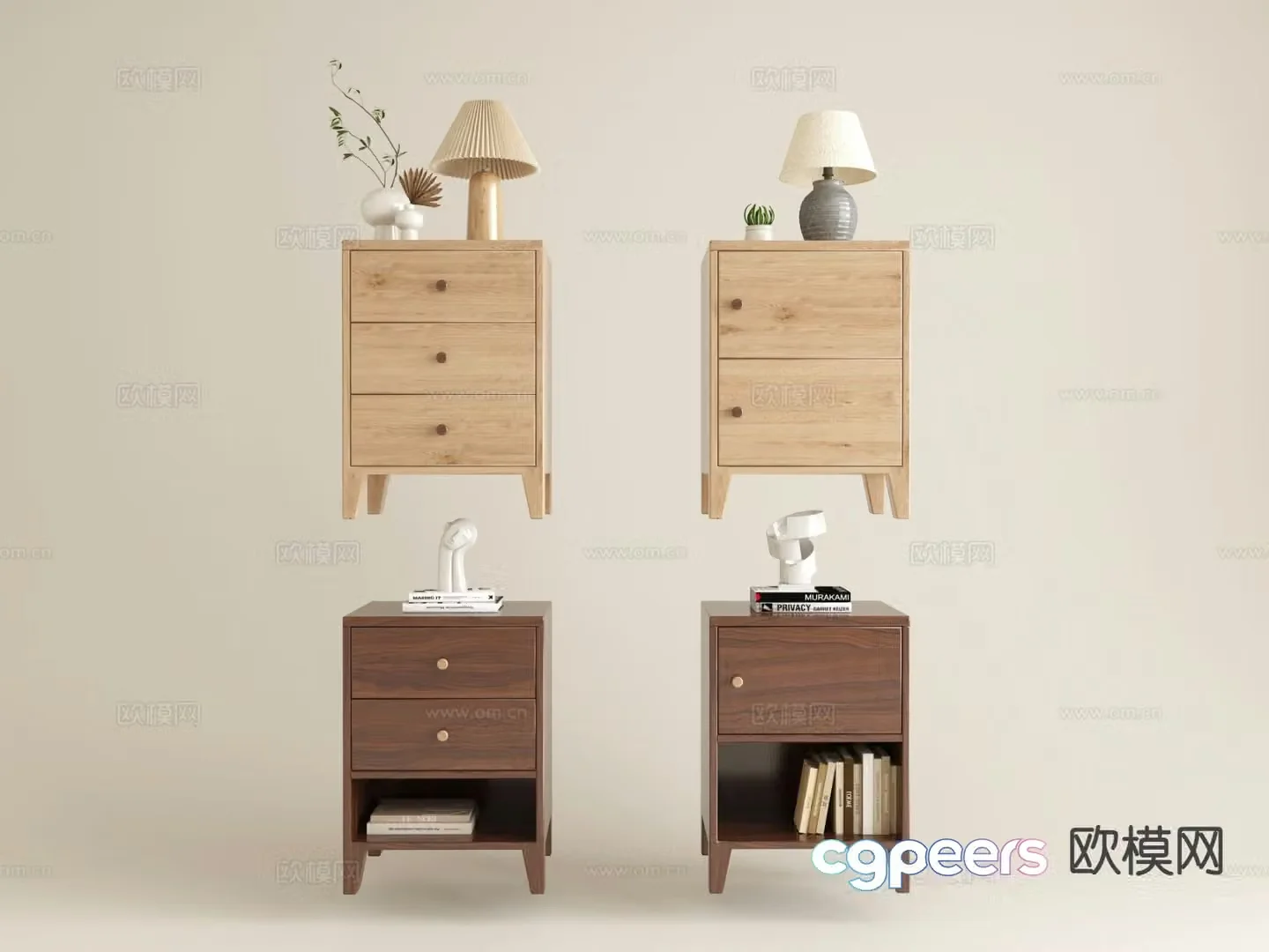 Log style bedside table 3d model