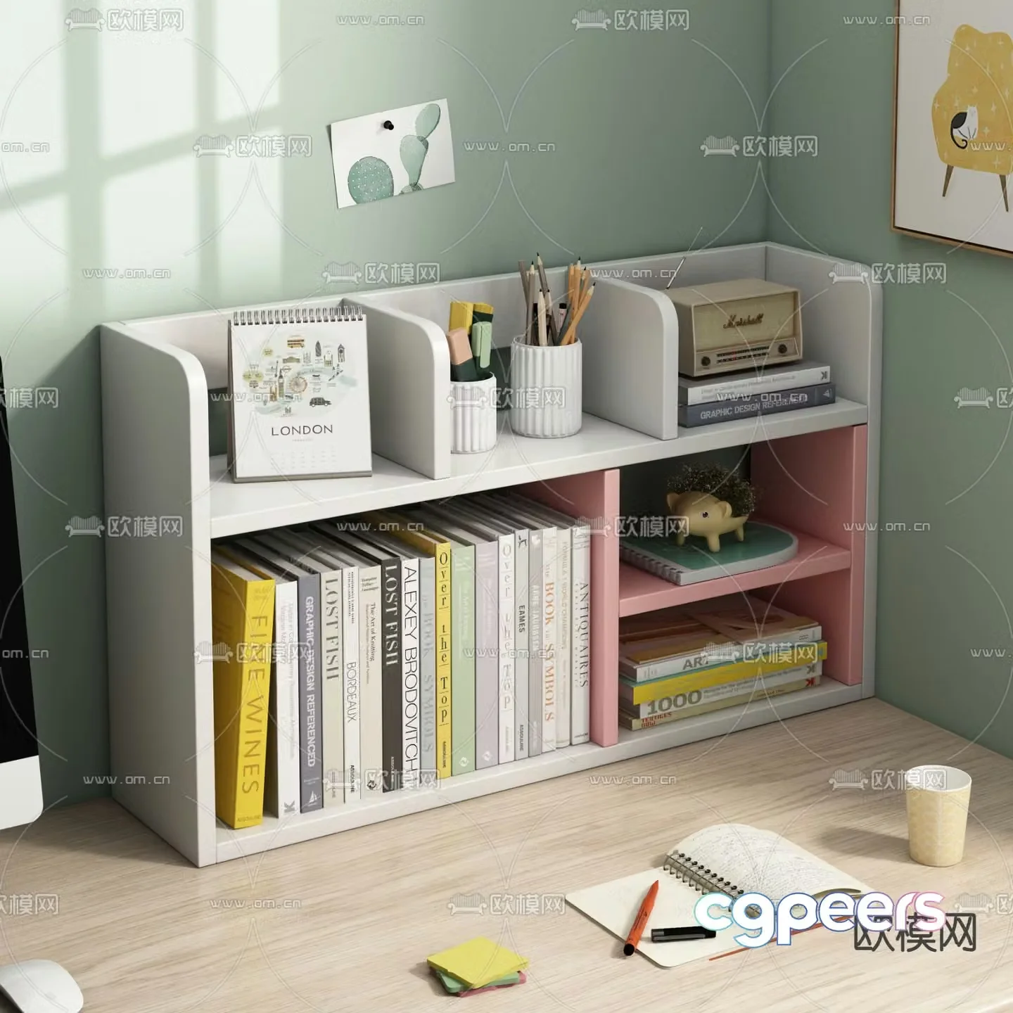 Children’s bookcase low cabinet 3d model