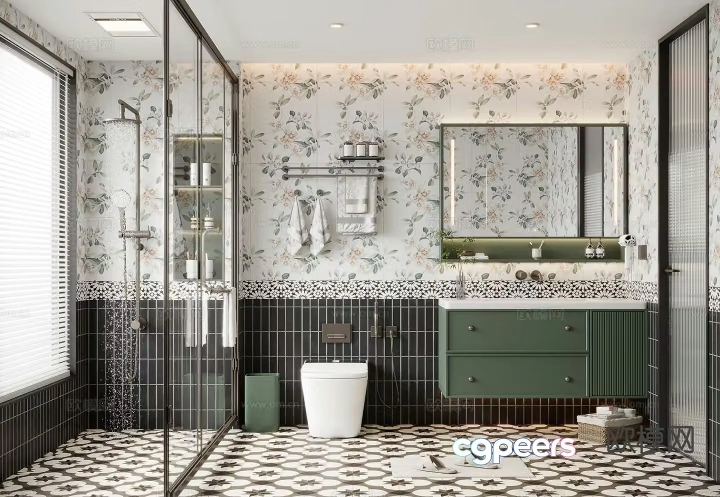 French retro bathroom bathroom 3d model