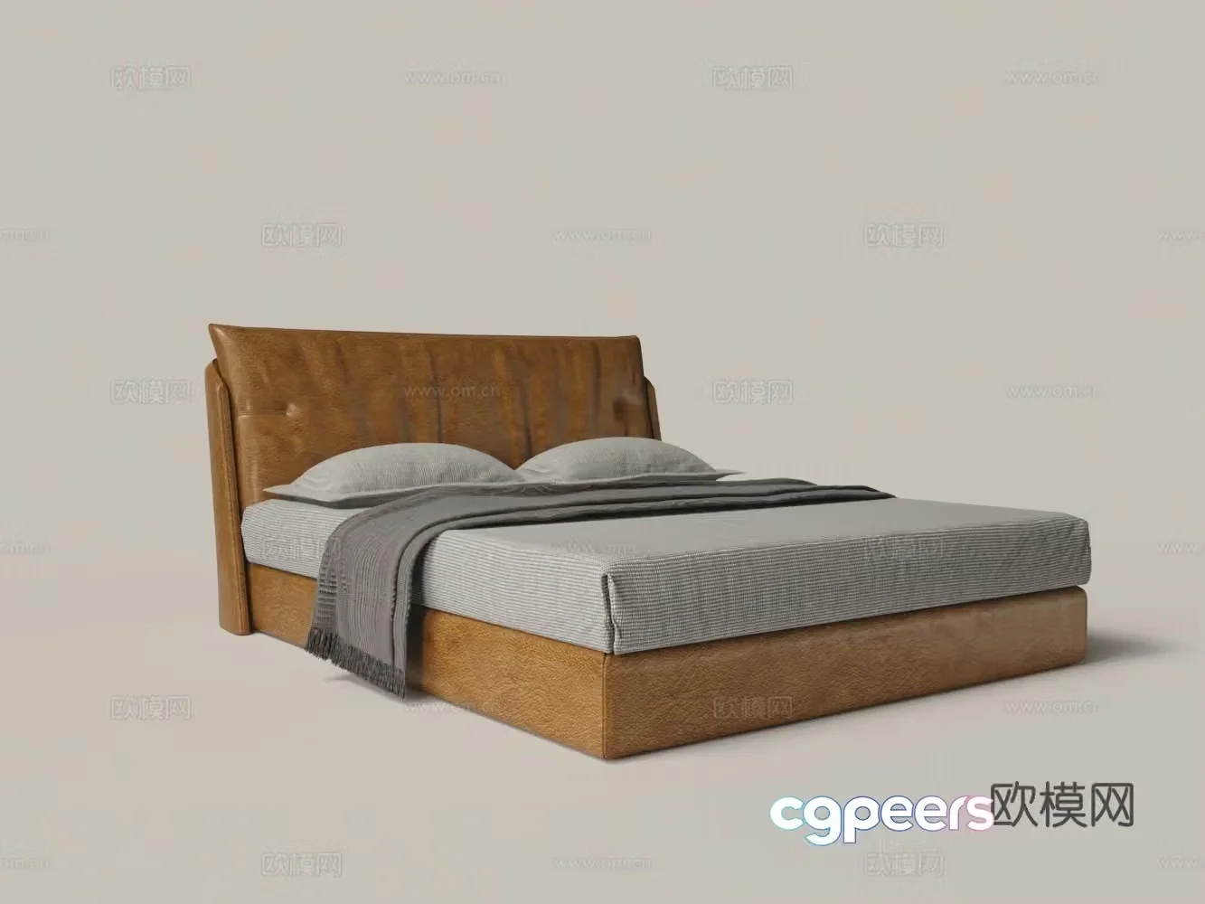 Modern leather double bed 3d model