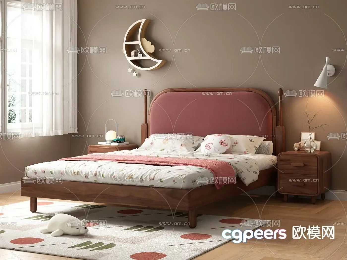 Modern children’s bed double bed 3d model