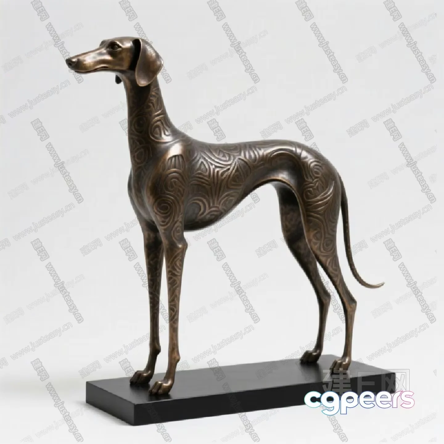 A Bronze Dog Statue 3D Model – 15992 – VRAY Render