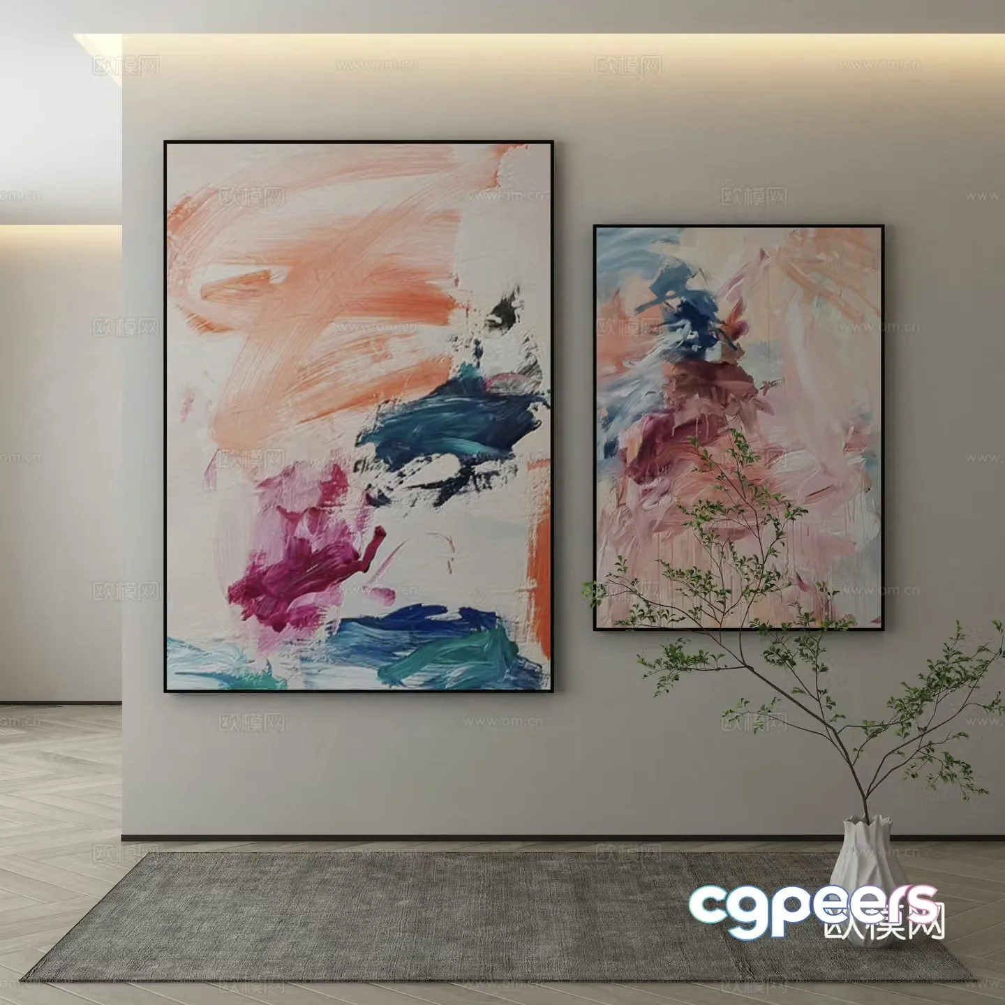 Modern decorative painting abstract oil painting 3d model