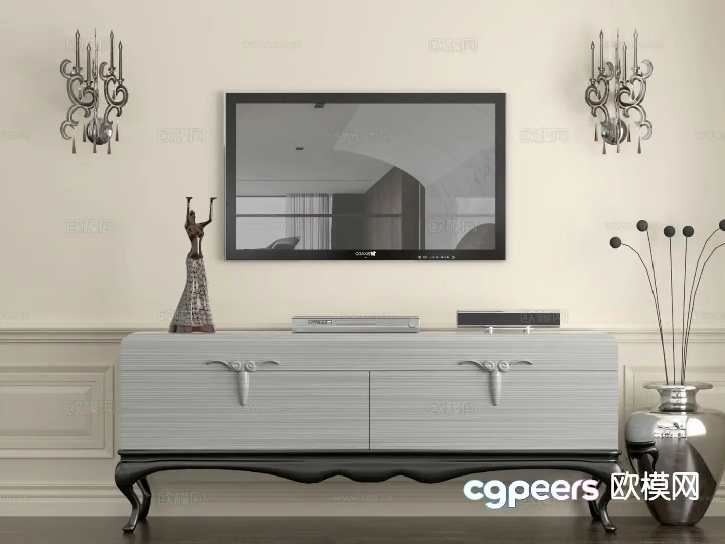 French TV cabinet 3d model