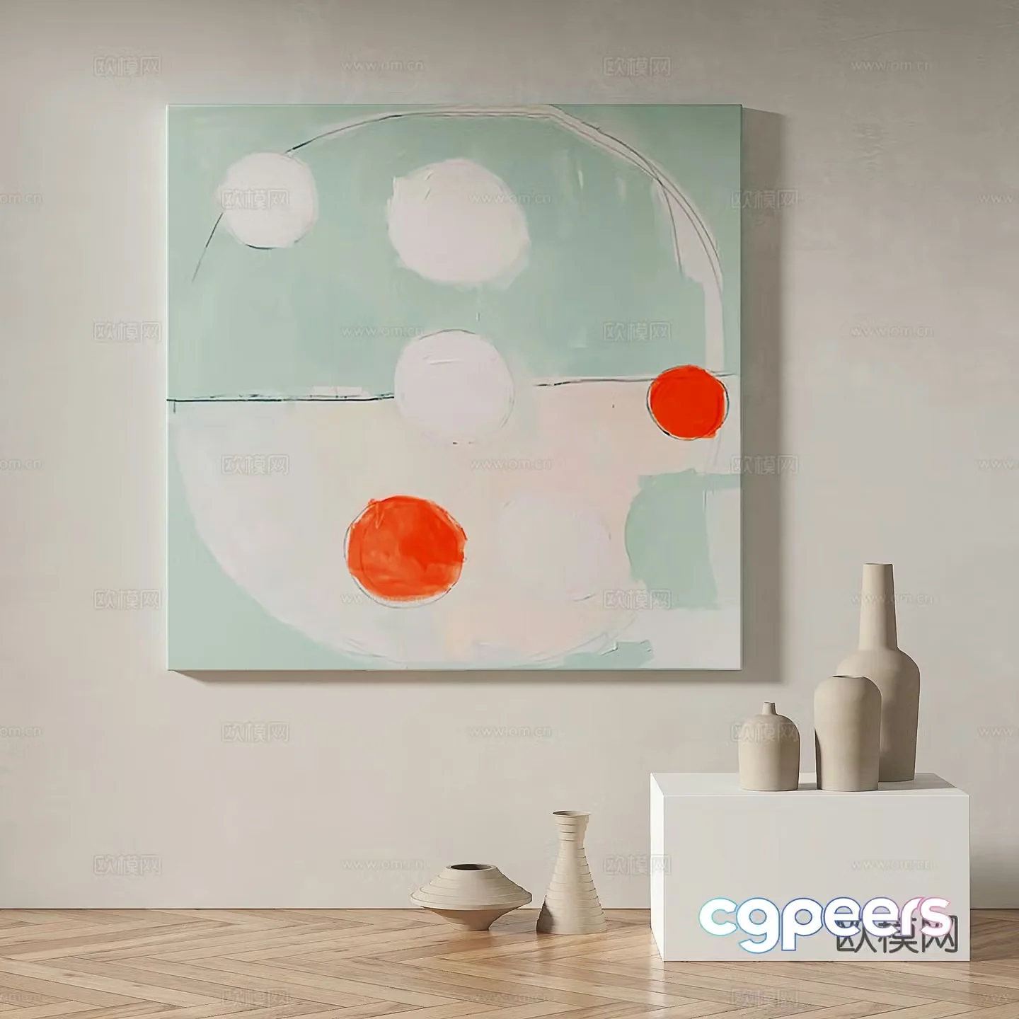 Modern minimalist abstract decorative painting 3d model