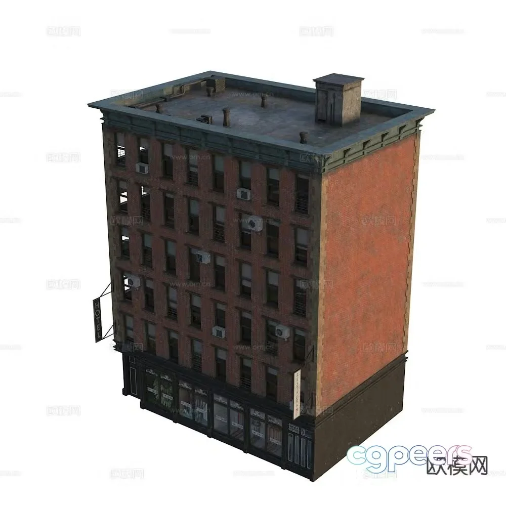 European style residential building exterior 3D model