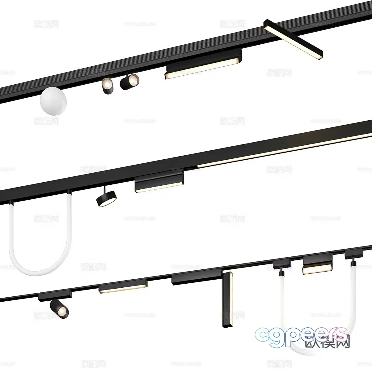 Modern Italian minimalist Ambrella light magnetic track light 3D model