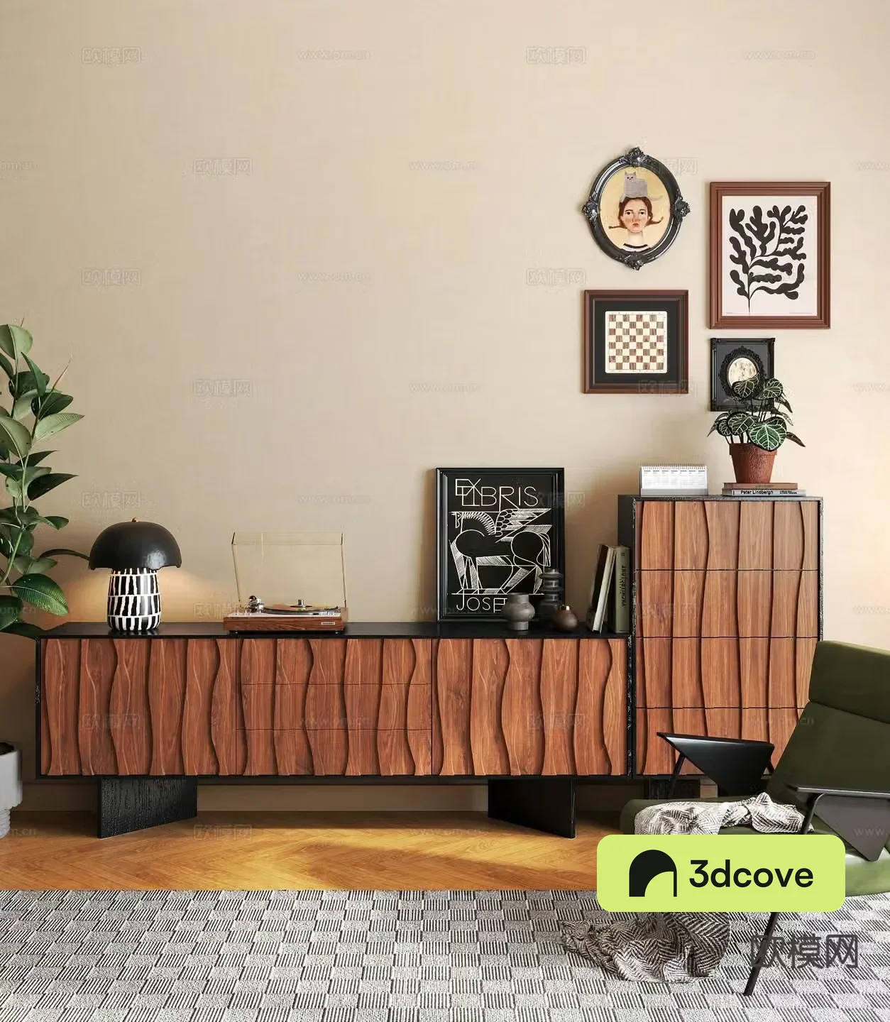 Medieval style chest of drawers TV cabinet