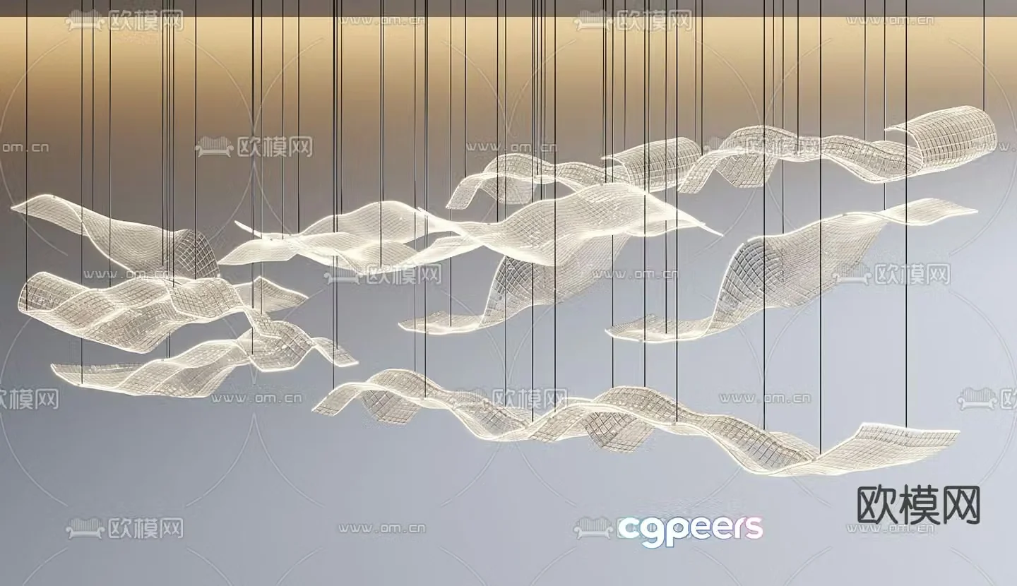 Streamer chandelier crystal lamp tooling decorative lamp 3d model