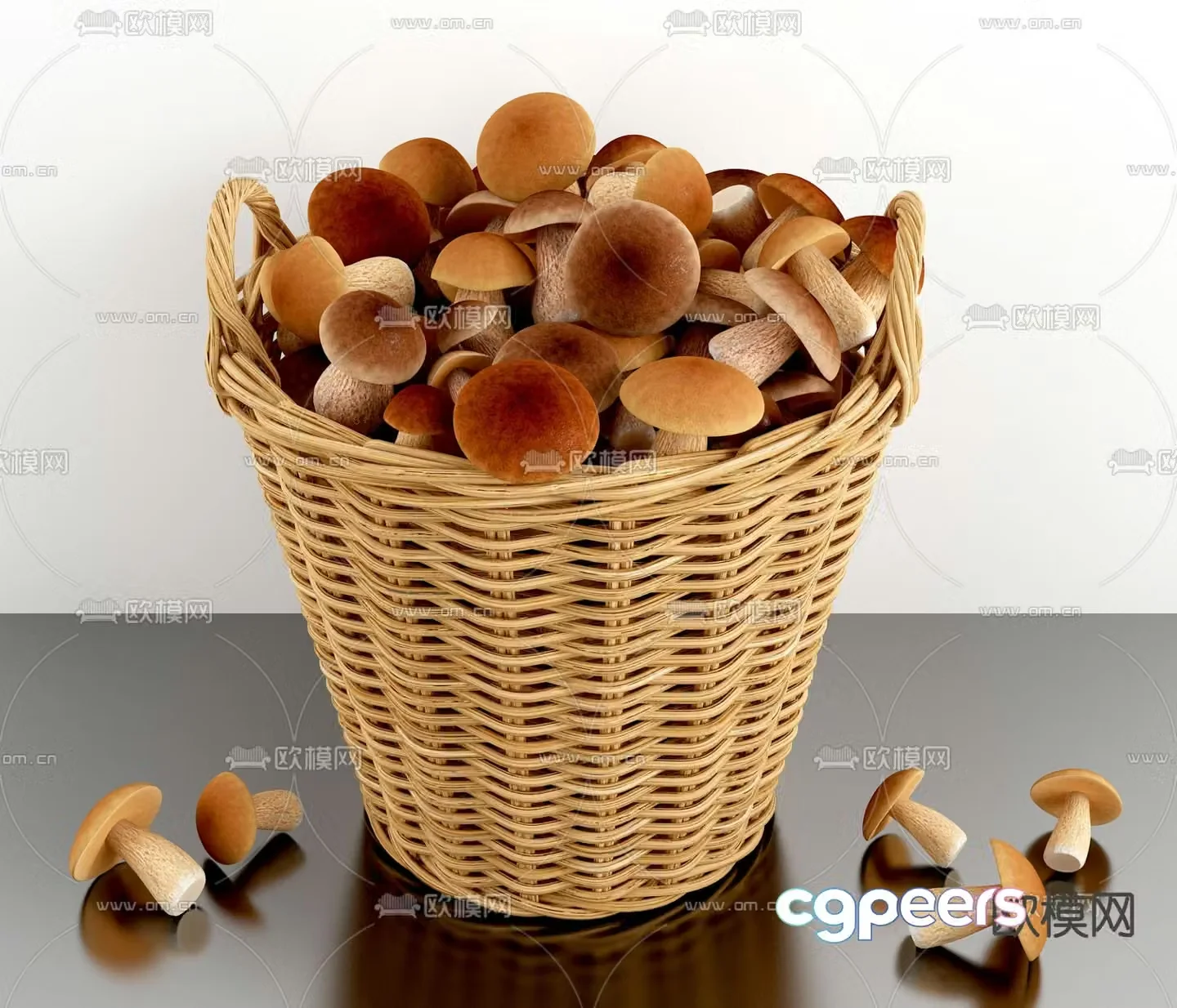 Mushrooms fungi basket 3D model