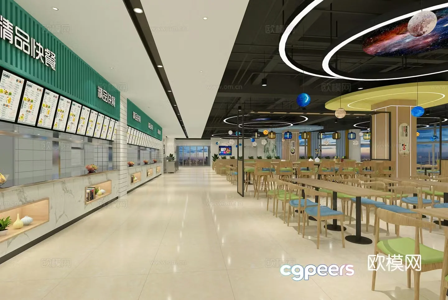 School cafeteria university cafeteria staff restaurant 3d model