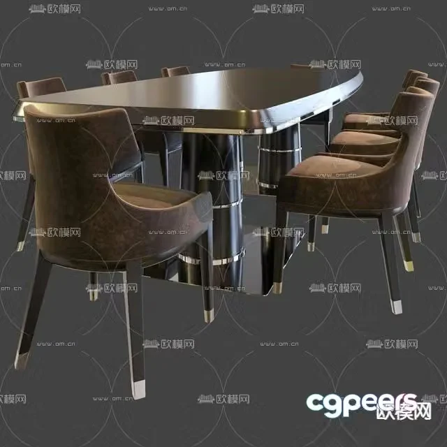 Light luxury dining table and chair 3D model