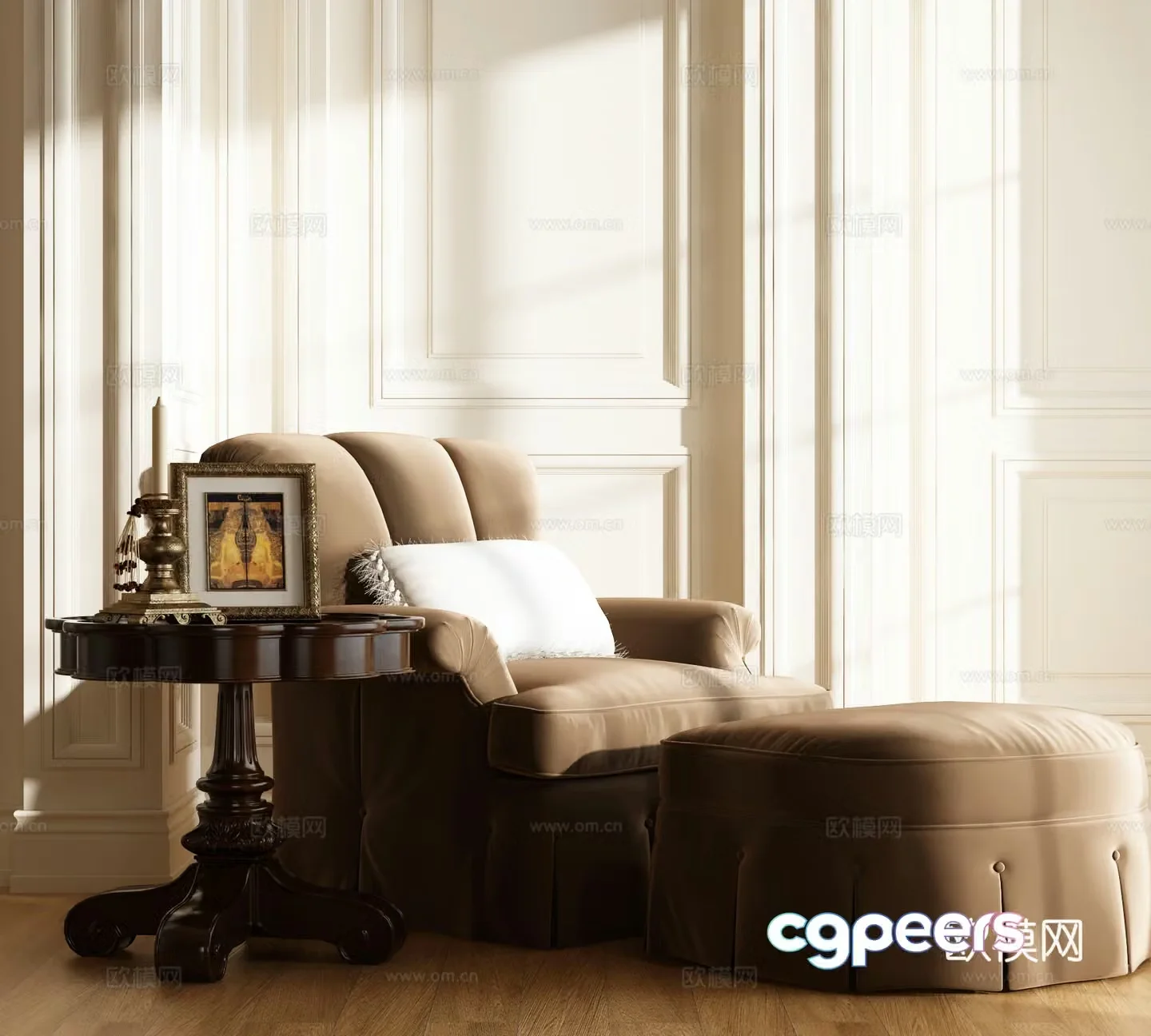 Modern French single sofa American sofa American single sofa combination 3D model