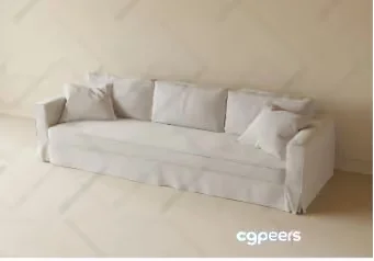 A White Couch 3D Model – 410 – VRAY Render