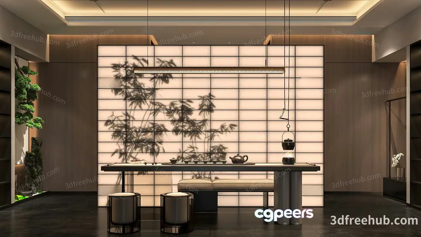 Modern Asian Dining Room 3D Model – 18985 – VRAY Render