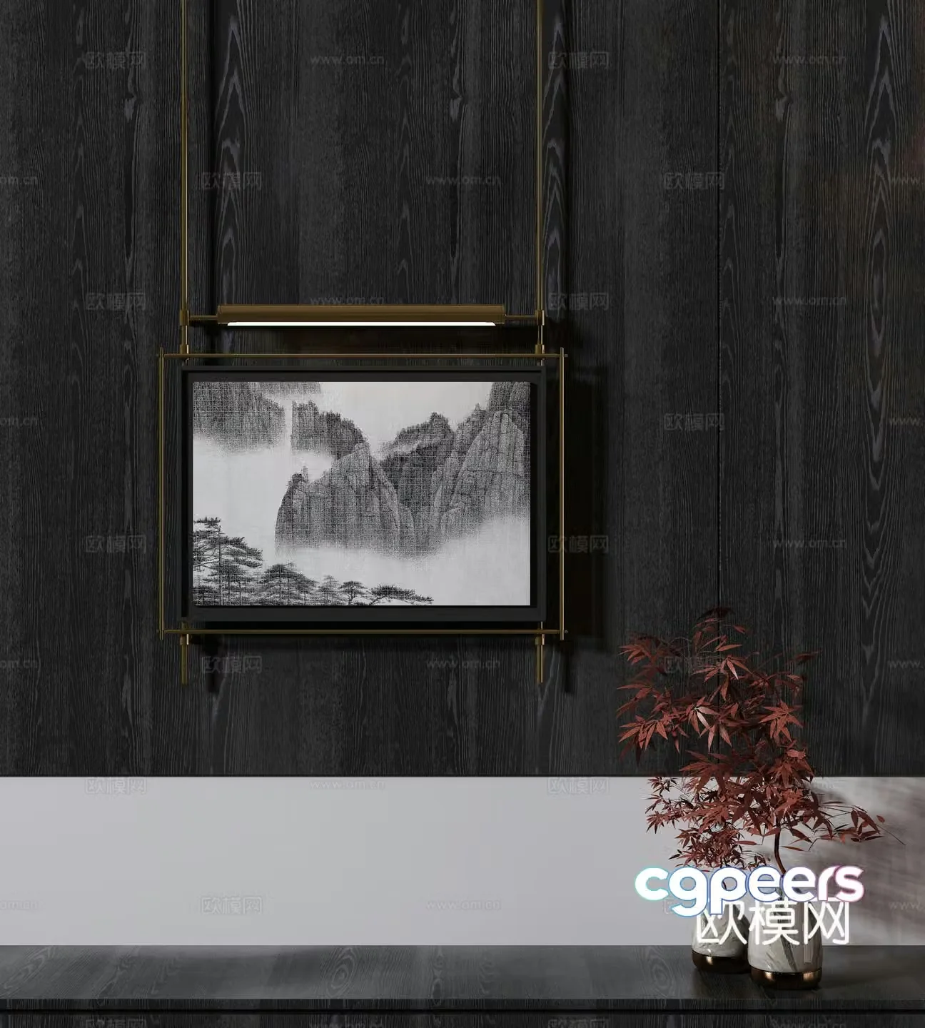 New Chinese style wasabi paintings oil paintings 3D model