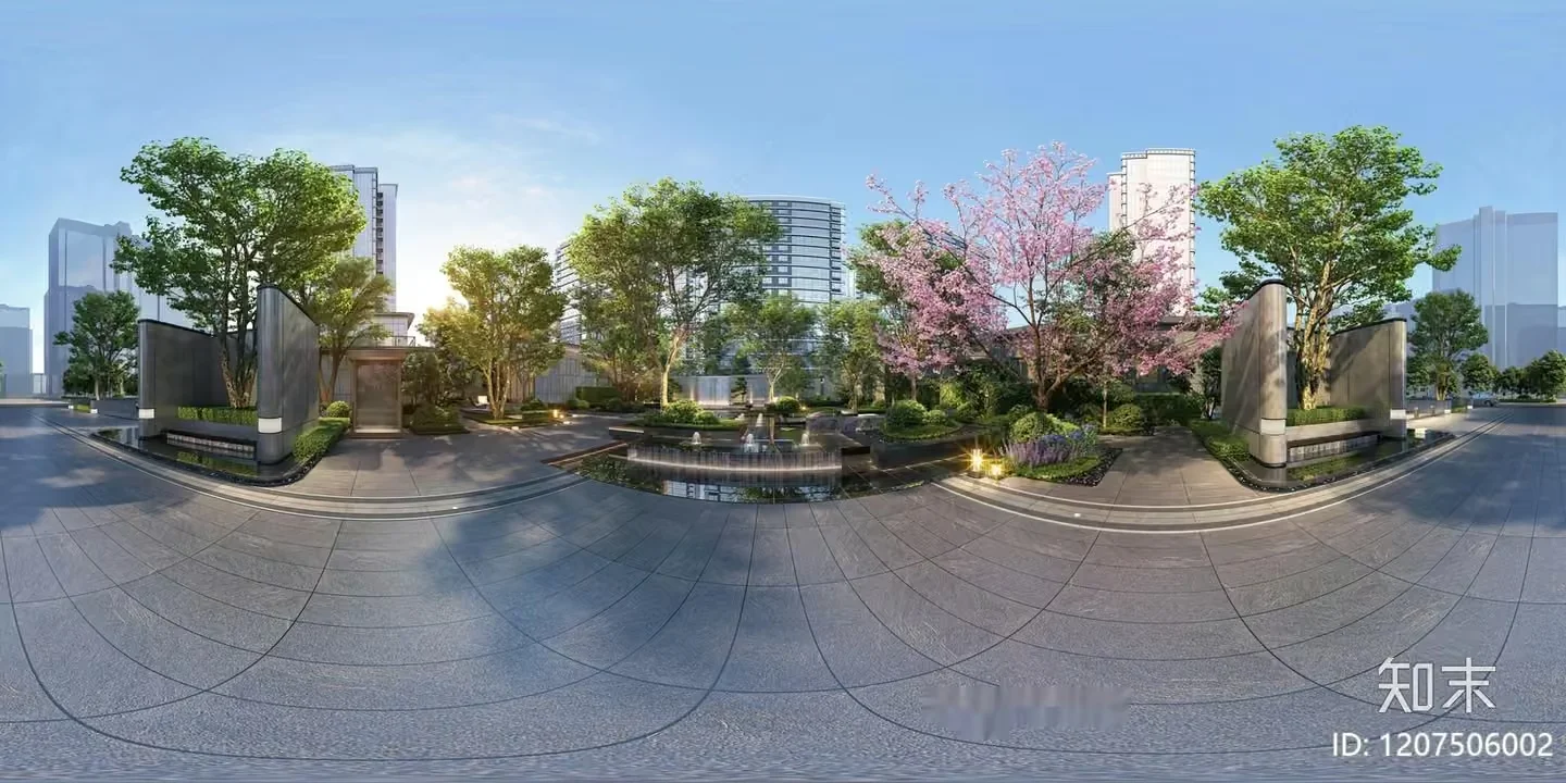 A 3D Rendering Of A Modern Cityscape With Trees And Buildings 3D Model – 293 – VRAY Render