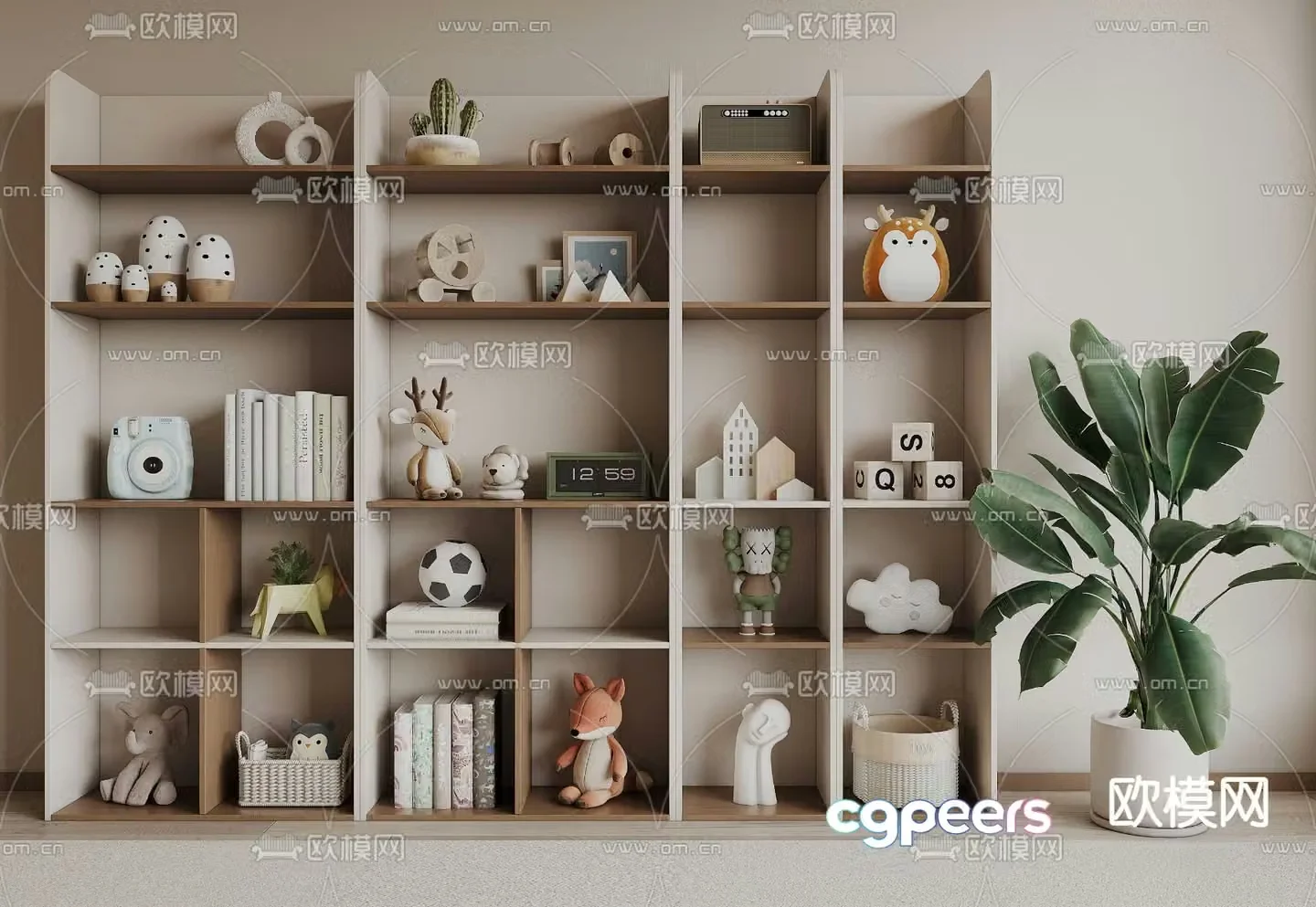 Modern children’s cabinet toy cabinet shelf 3D model