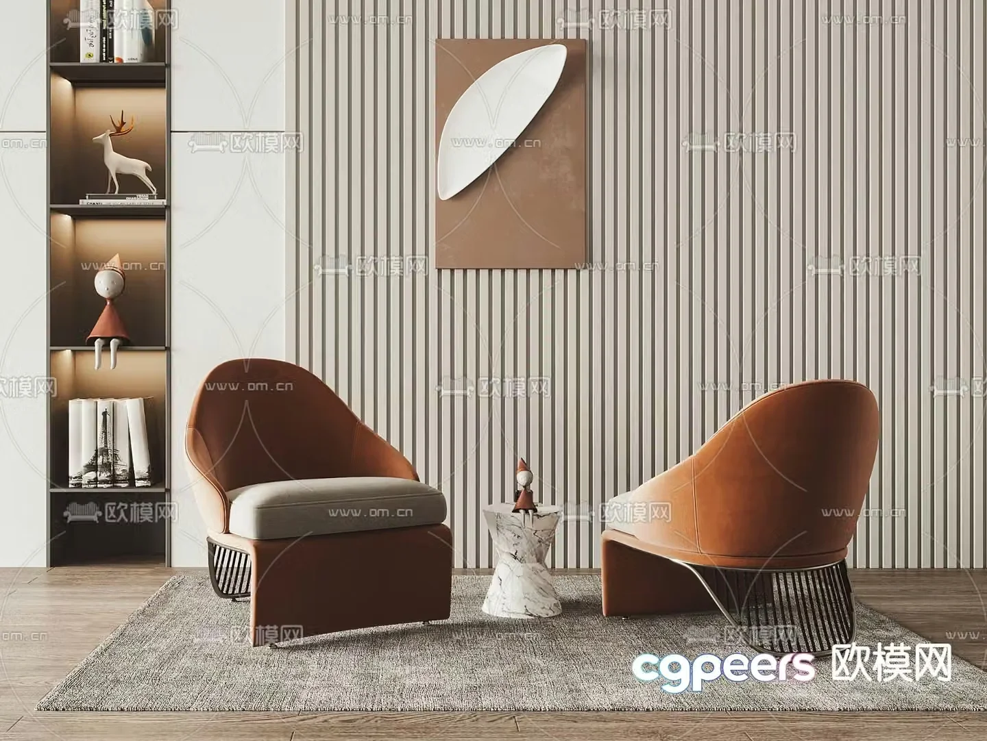 POLIFORM modern orange fabric leisure chair 3d model