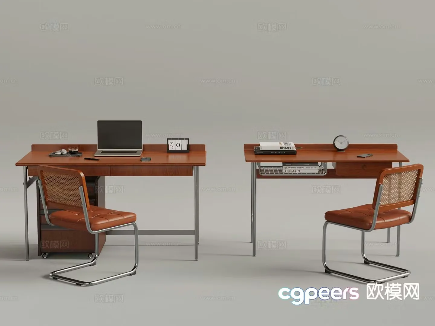 Medieval style desk study desk and chair desk and chair 3D model