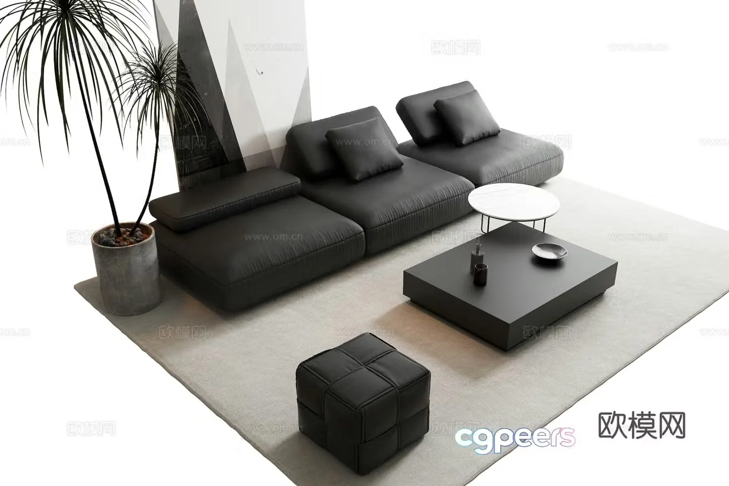 Modern sofa coffee table combination 3D model