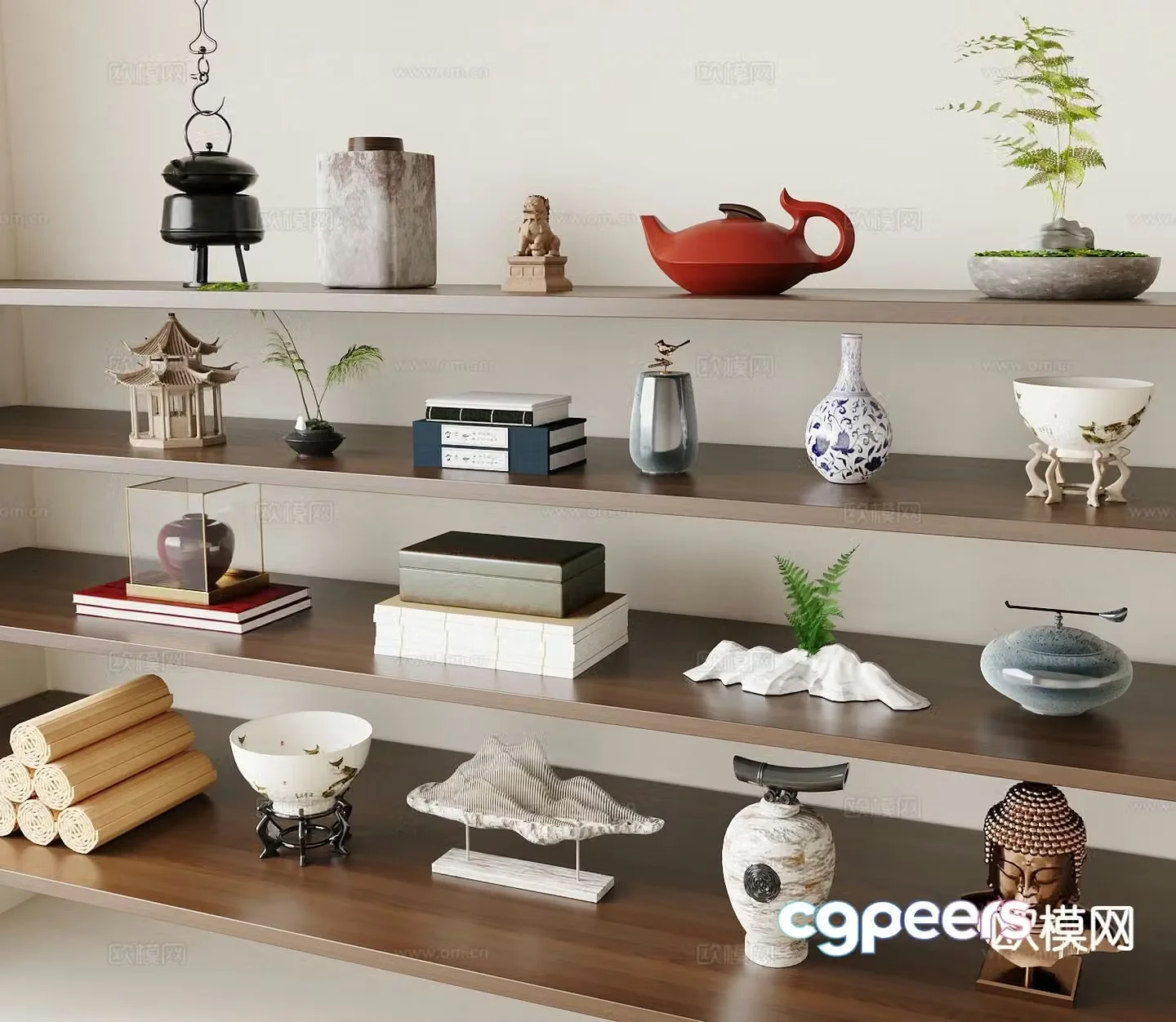 New Chinese style jewelry ornaments books ornaments 3d model