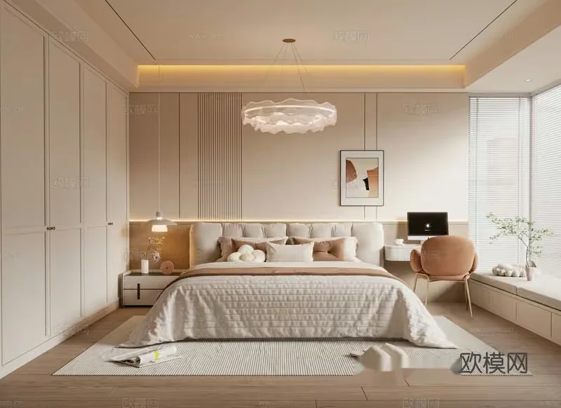 A Modern Bedroom 3D Model – 7648 – CORONA Render