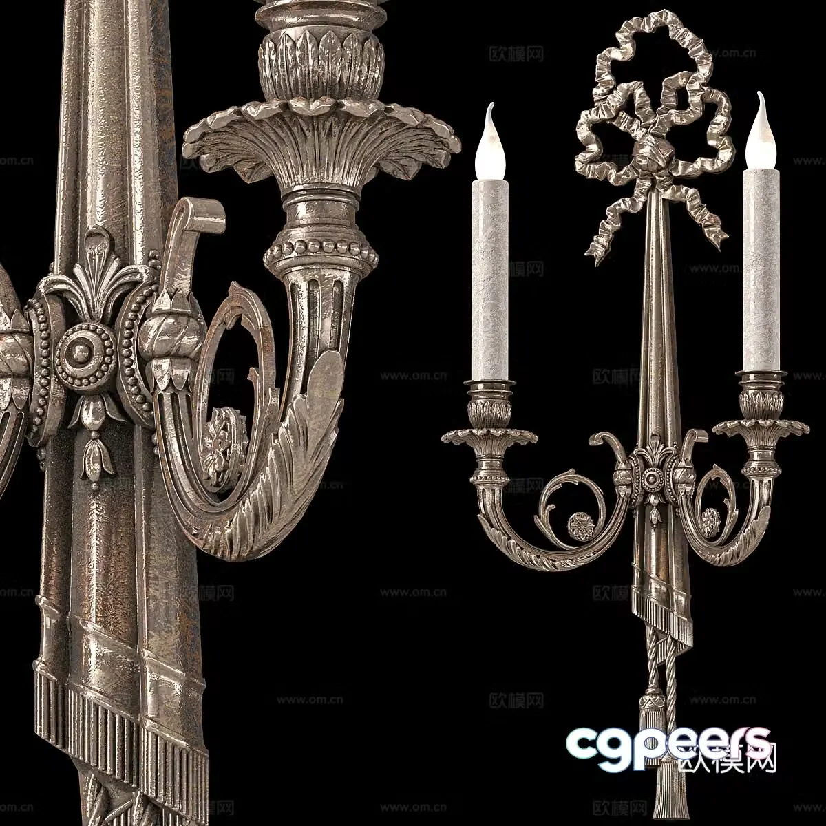 French light luxury metal wall lamp 3D model