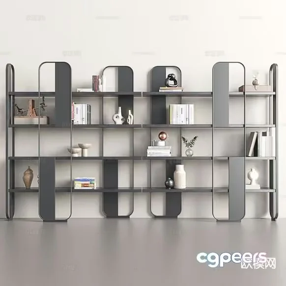 A Bookshelf With Modern Design 3D Model – 1832 – VRAY Render