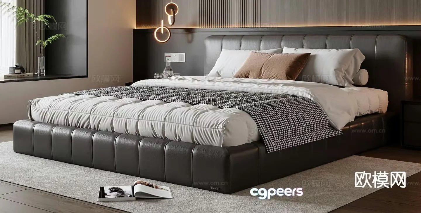 Italian double bed 3d model