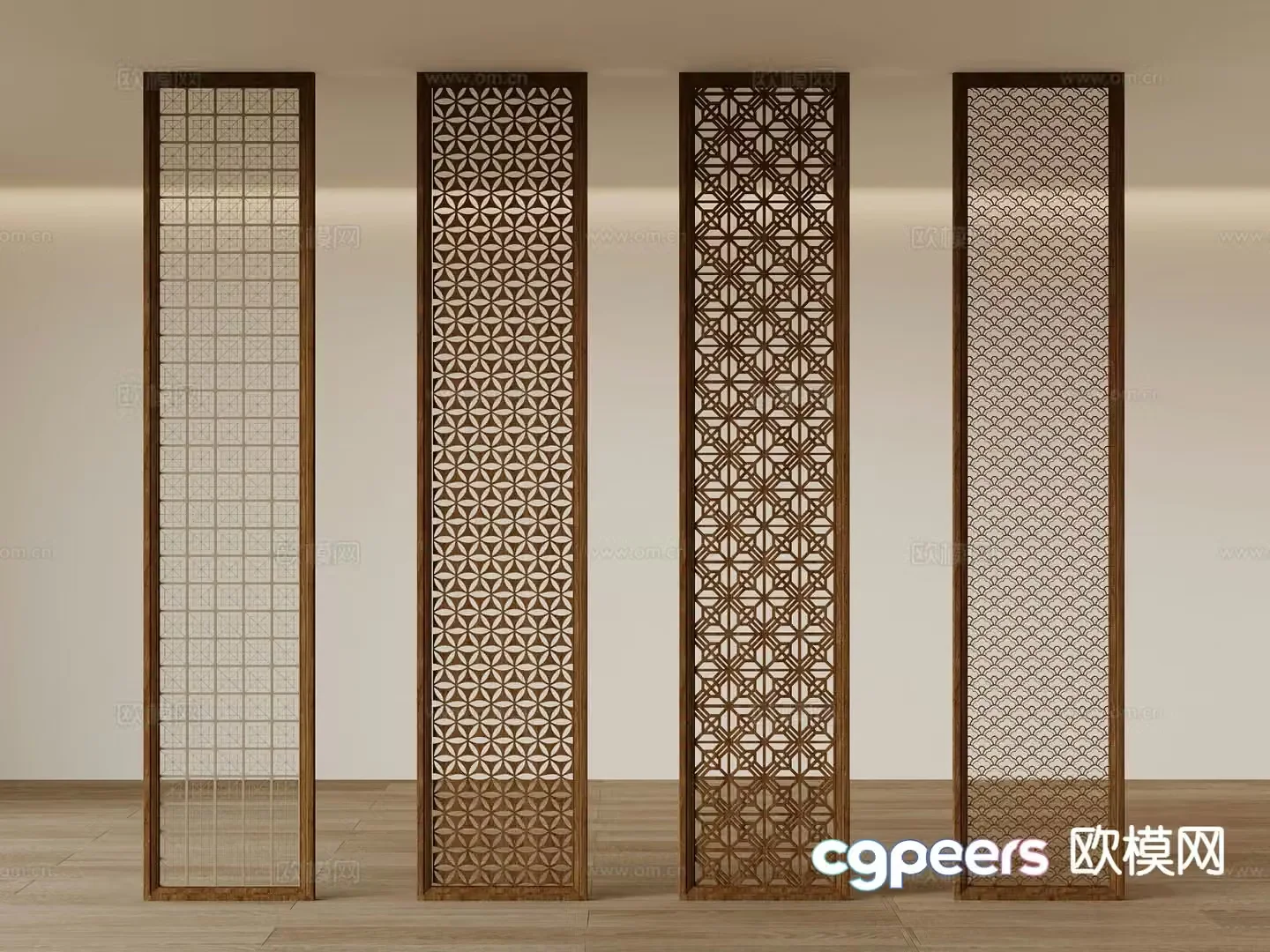 New Chinese style lattice partition grille 3D model