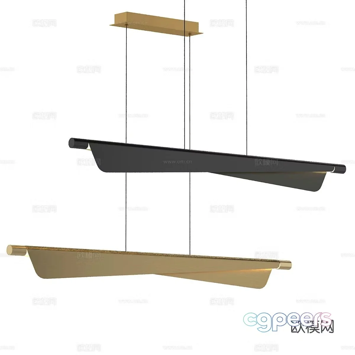 Light luxury long chandelier 3d model