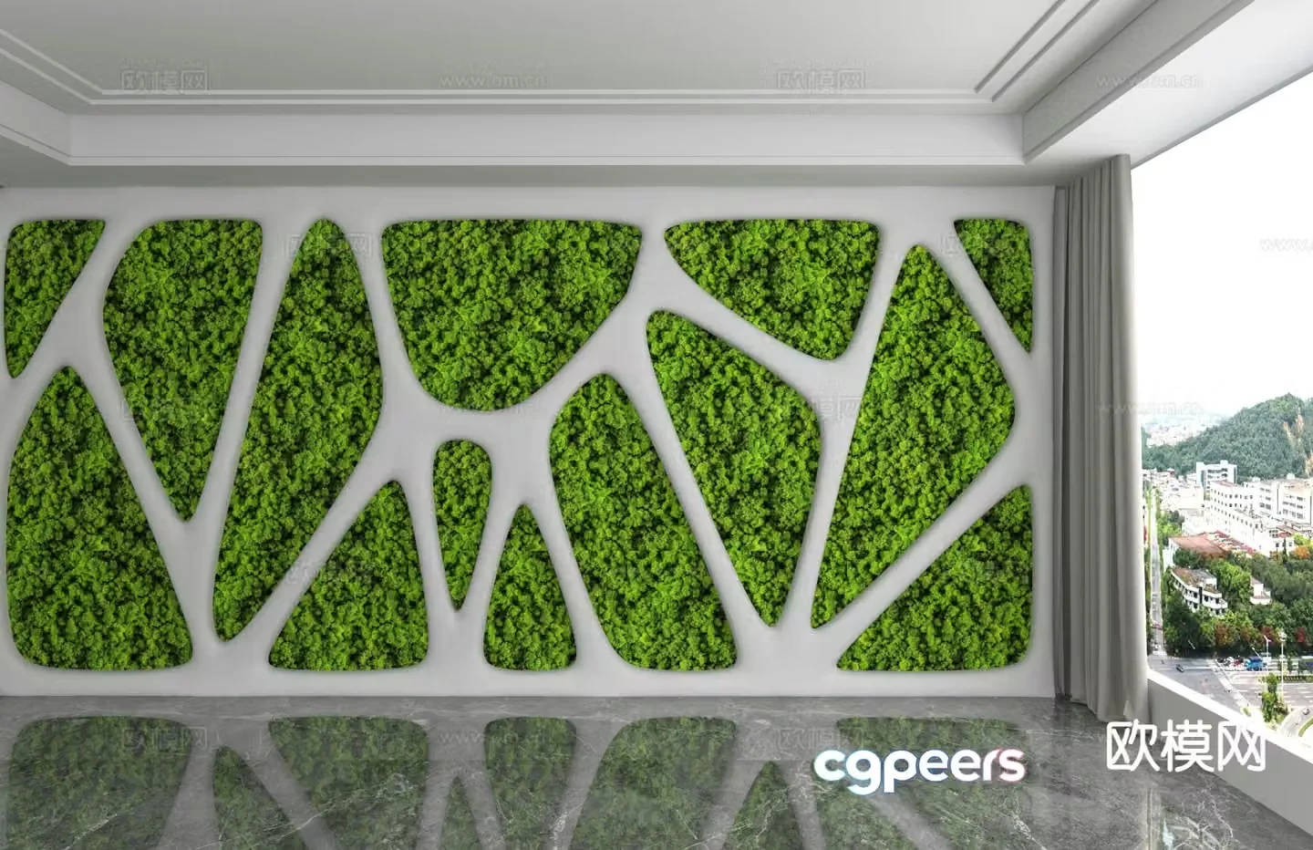 Modern background wall plant wall moss wall 3d model
