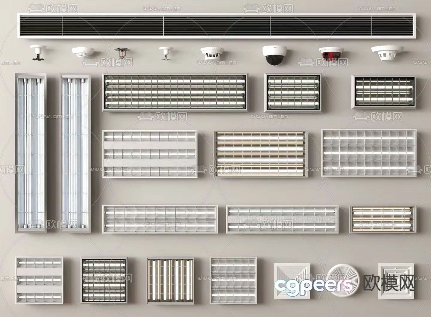 Air conditioning air outlet office lamp grille lamp 3d model