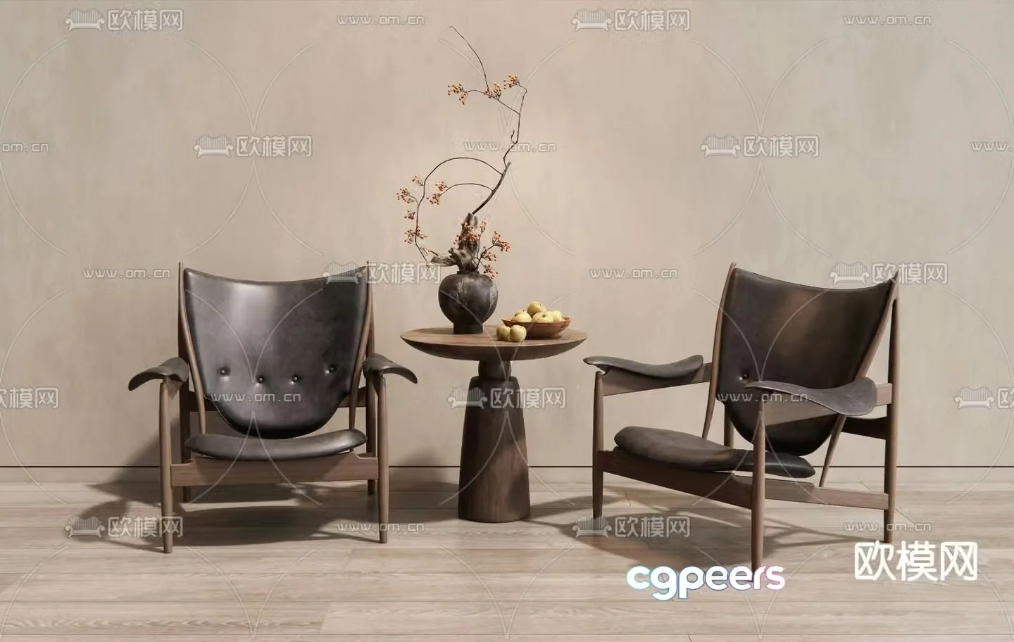 Wabi Sabi leisure chair armchair table 3d model