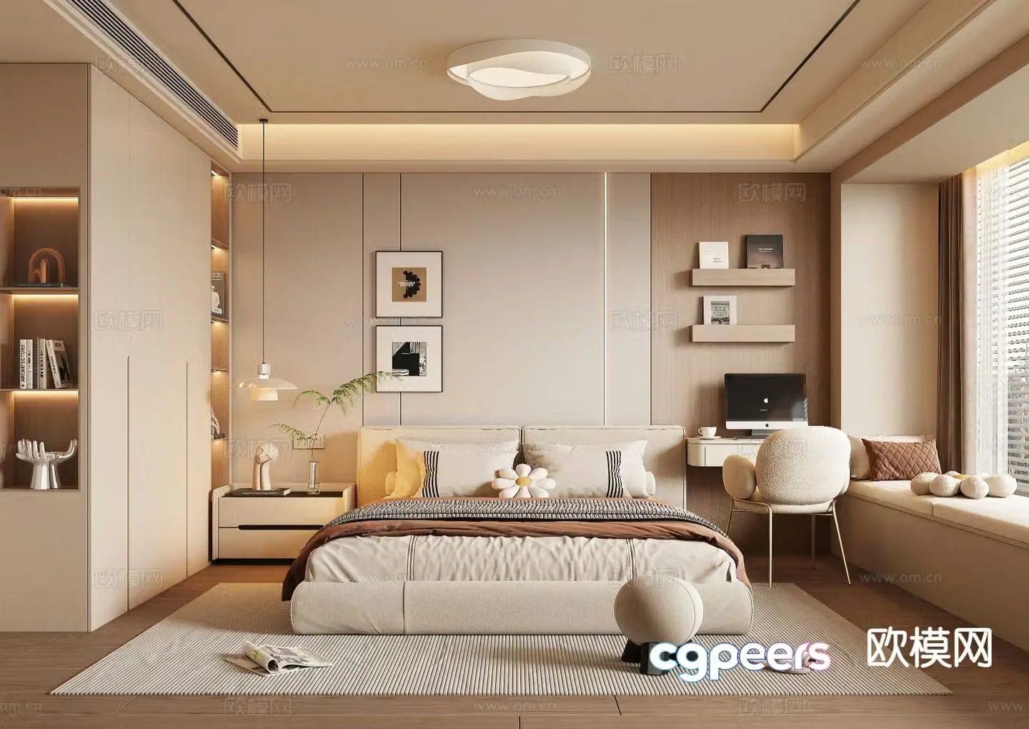 Cream style bedroom master bedroom 3d model