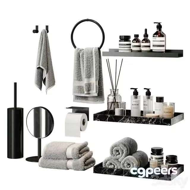 3ds Max Free – Bathroom decor set P06