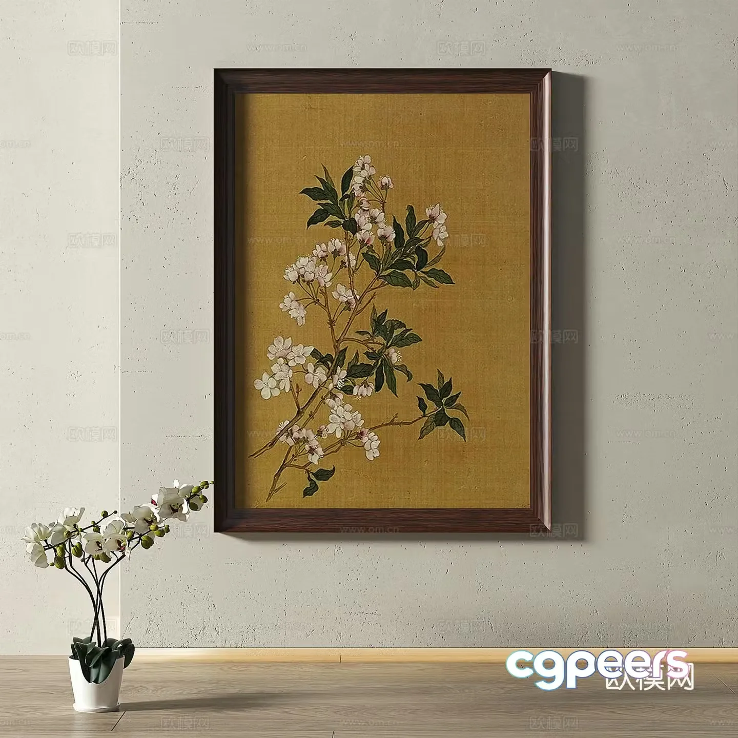 Retro medieval French modern light luxury simple decorative painting 3d model