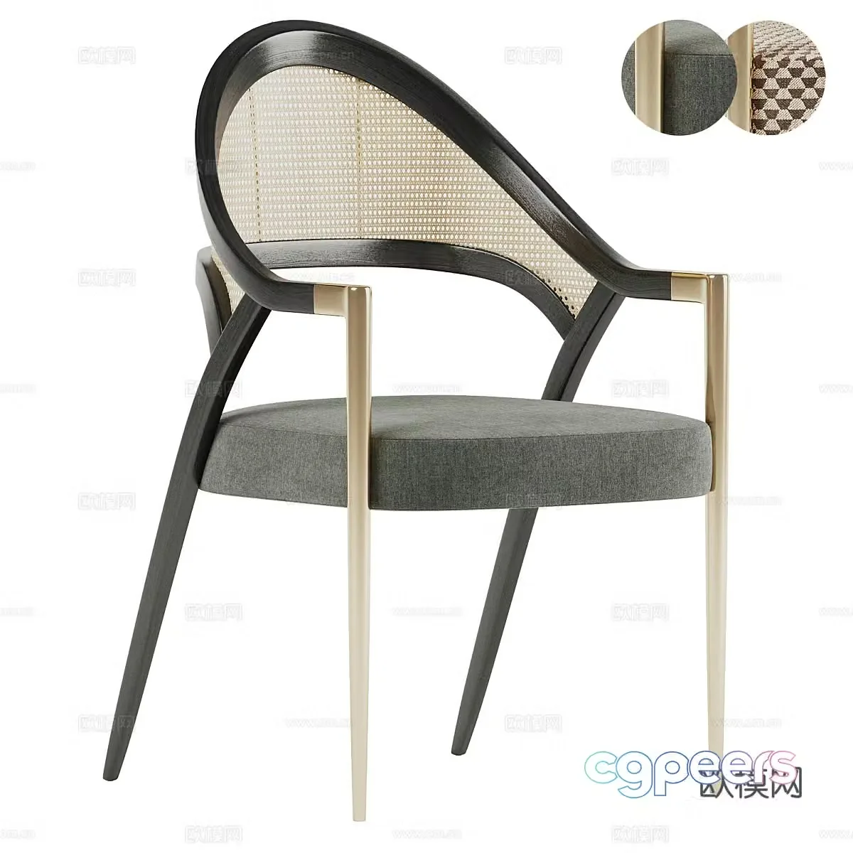 New Chinese style leisure chair rattan chair 3d model