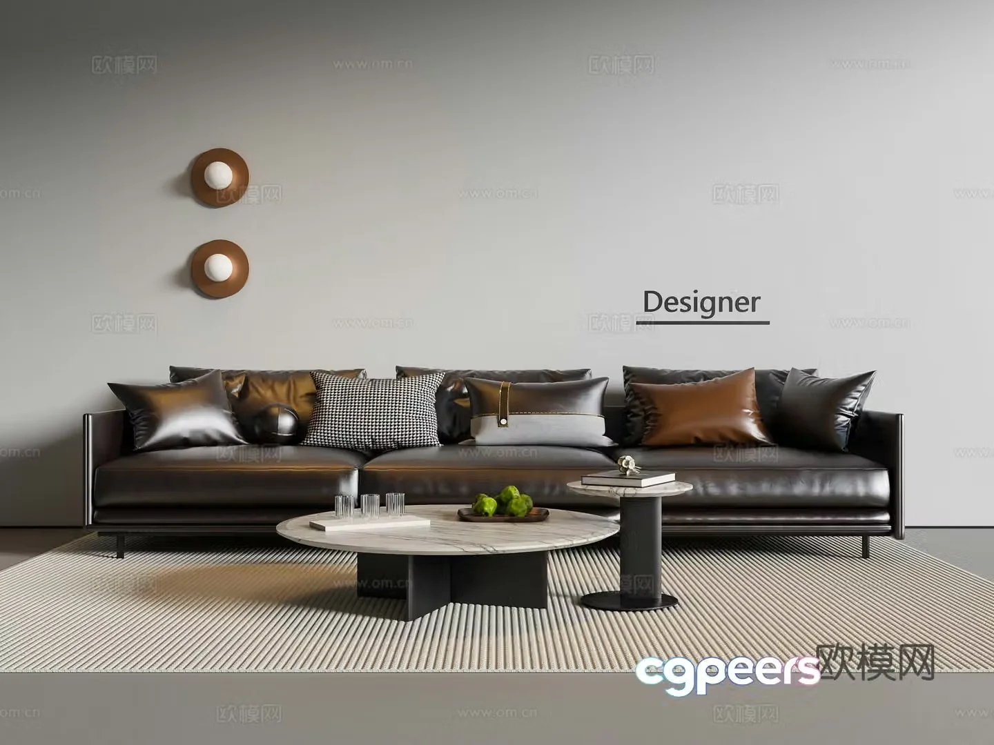 Modern Italian three-person sofa 3d model