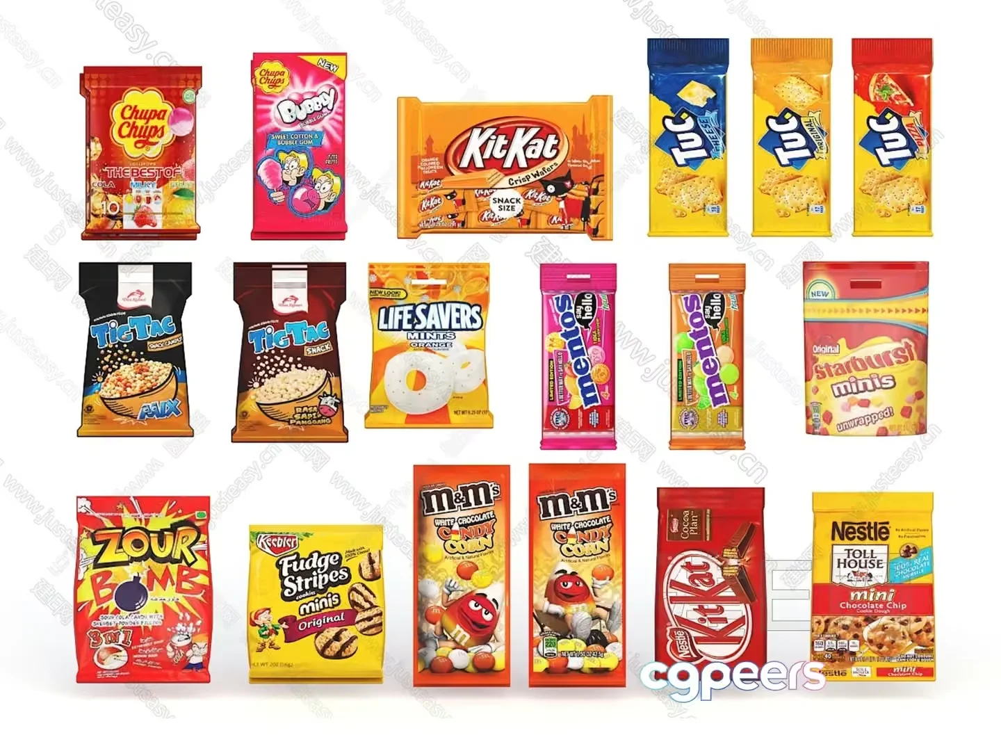 A Collection Of Snack Bags 3D Model – 15453 – VRAY Render