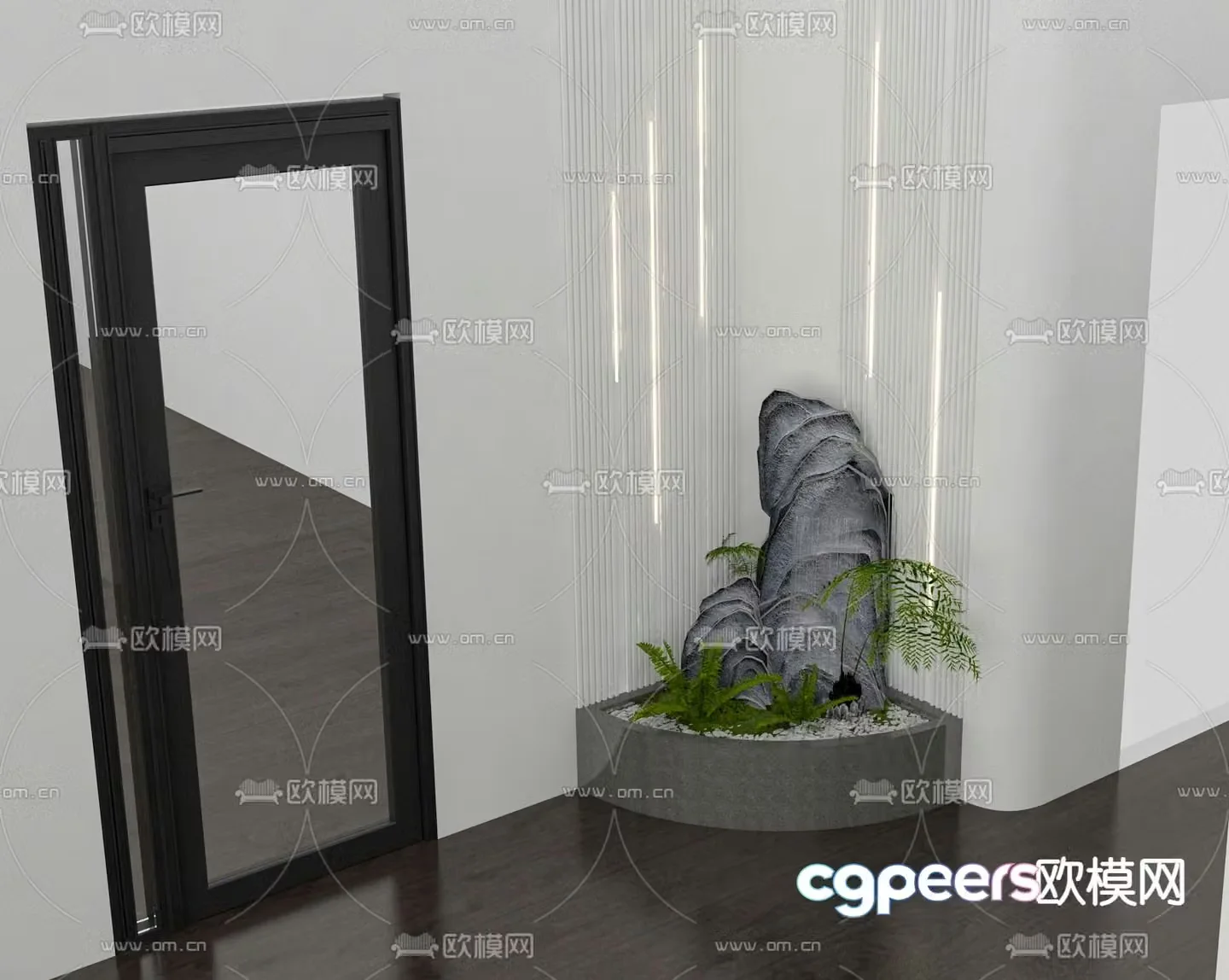 Modern stone landscaping 3d model