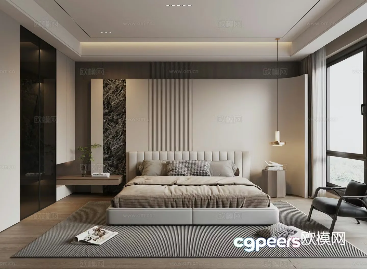 Modern Italian style bedroom 3d model