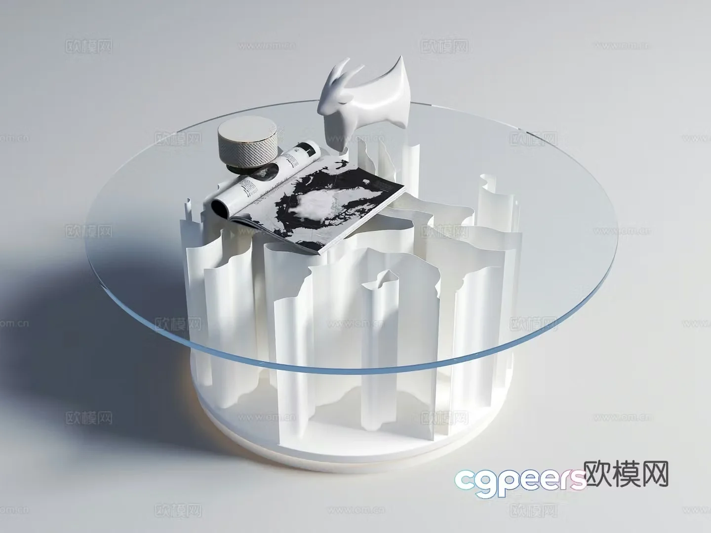 Modern acrylic coffee table glass coffee table 3d model